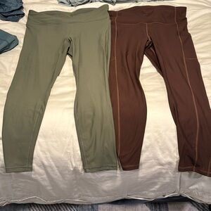Women's Olive and Brown Leggings